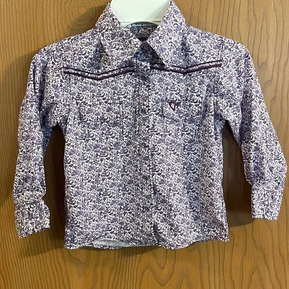 Cowgirl Hardware | Shirts & Tops | Cowgirl Hardware Girls Purple Paisley  Floral Button Up Long Sleeve 3t | Poshmark